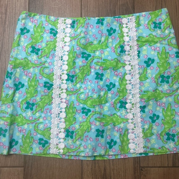 Lilly Pulitzer Dresses & Skirts - Lilly Pulitzer Alberta Gator Skort Size 6 Blue Green Alligator Golf Tennis